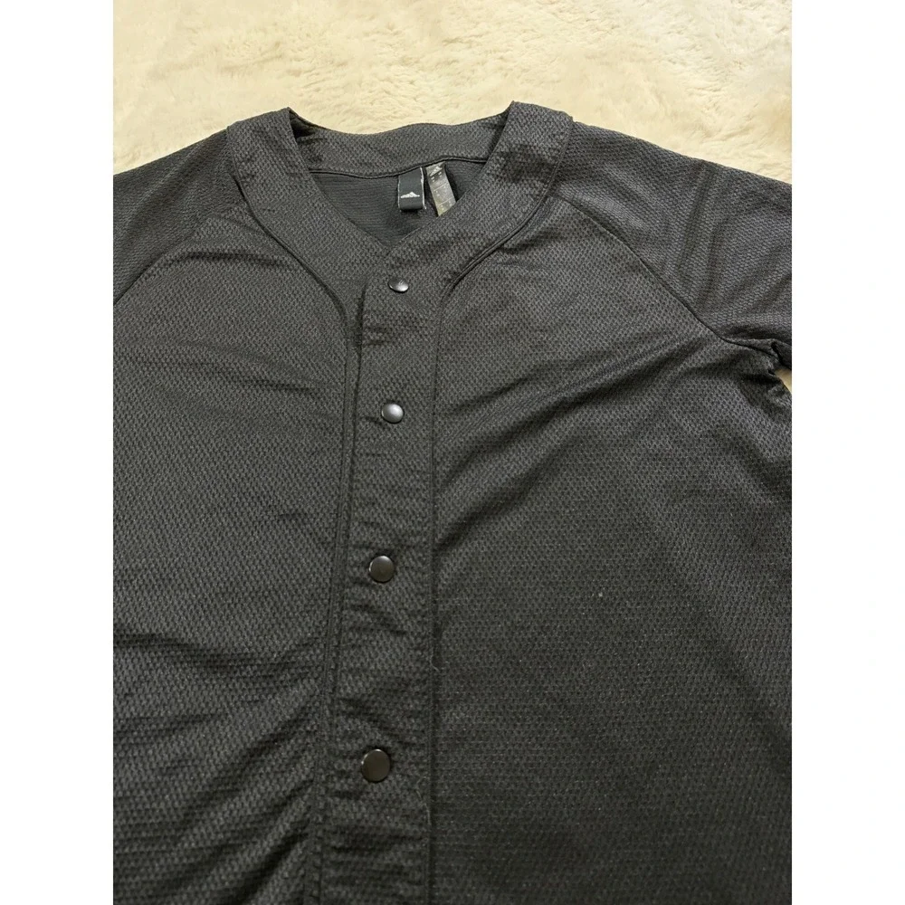 Adidas Baseball Jersey Black Mesh Snap Three Stripe Life Athleisure Streetwear M